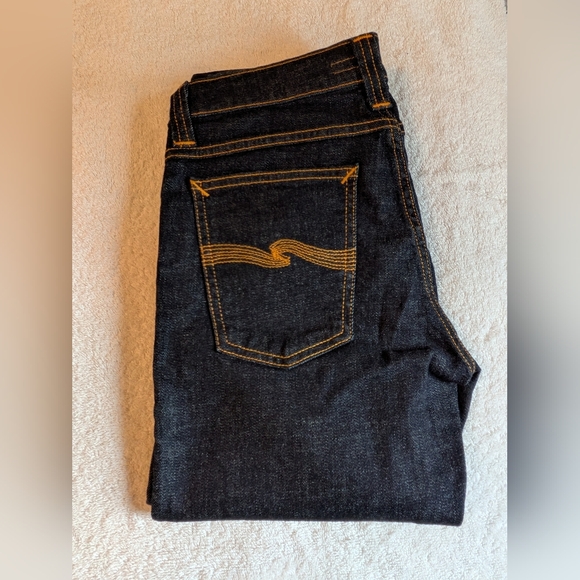 Nudie Jeans Denim - Nudie Jeans Dark Denim with Orange Stitching